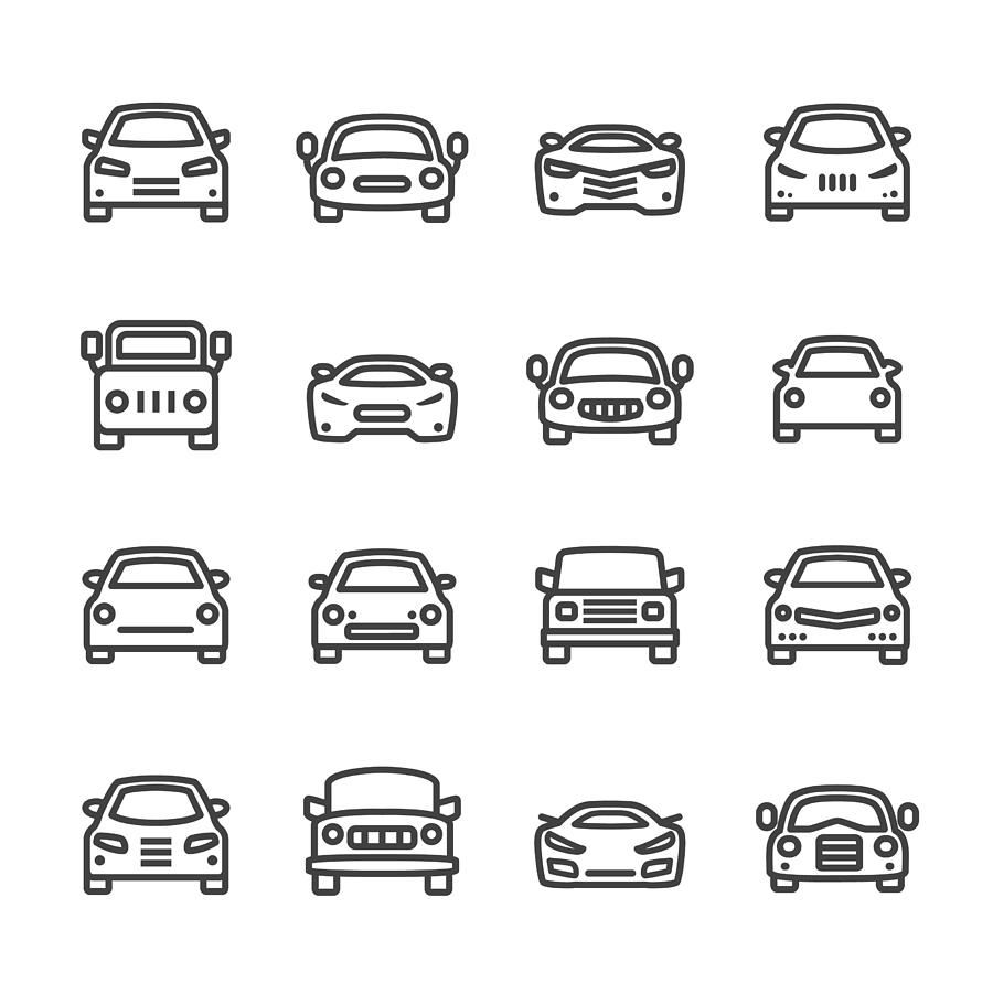 Car Icons - Line Series Drawing by -victor-