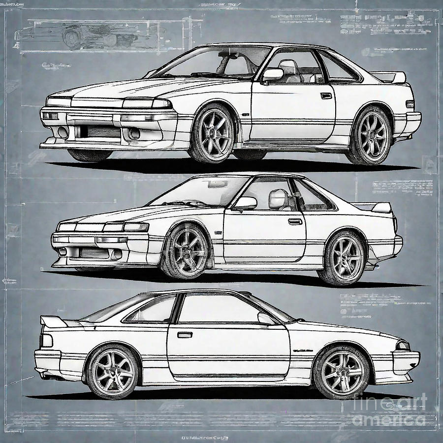 Car Nissan Silvia S12 Drawing by Clint McLaughlin - Fine Art America