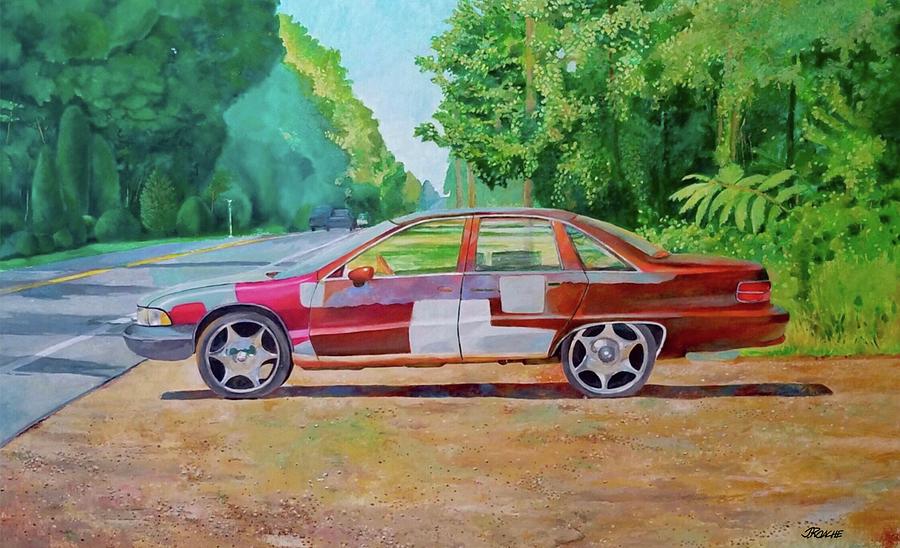 Car on Highway 319 Painting by Joe Roache