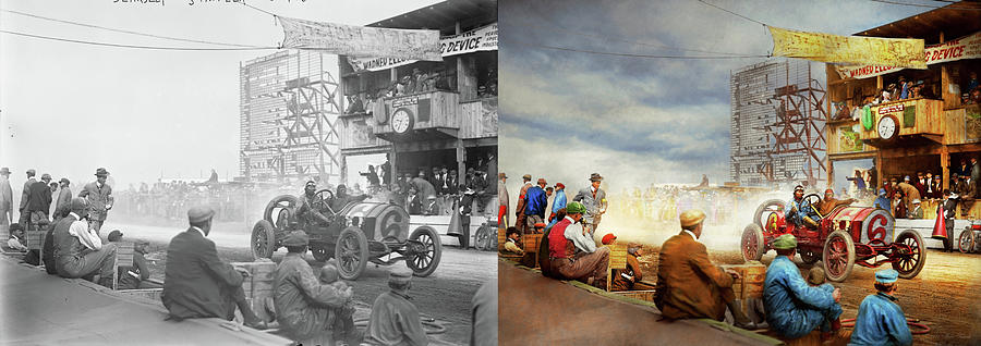 Car - Race - Eat my dust 1910 - Side by Side Photograph by Mike Savad