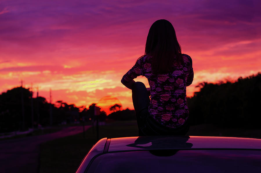 Car Sitting at Sunset  Photograph by Laura Fasulo