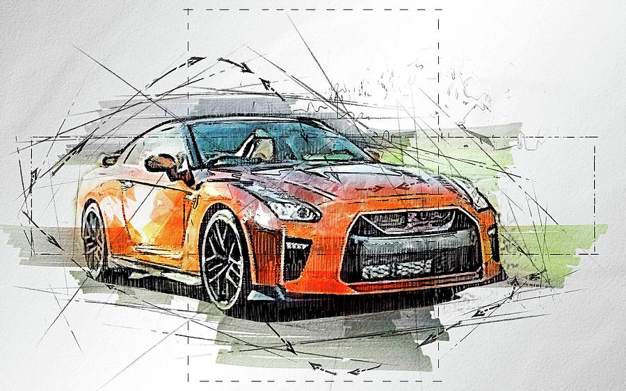 Car Supercar Nissan Gt R R 35 Digital Art by Bren Denprice