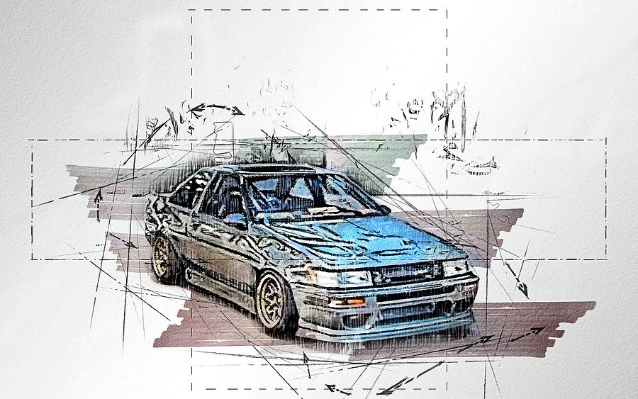 Car Toyota Corolla Ae86 1986 Tuning Bronze Wheels Digital Art By Bren Denprice Fine Art America 2202