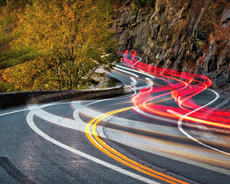 Bend Photograph - Car Trails at the Hawks Nest by Jerry Fornarotto