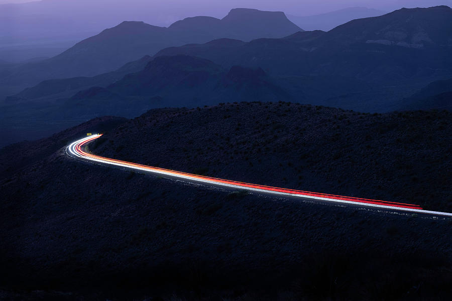 Car Trails Big Bend National Park Photograph by Fran Gallogly