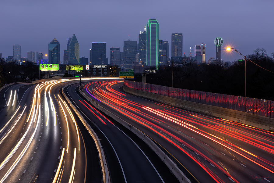 Car Trails Dallas Photograph by Debby Richards