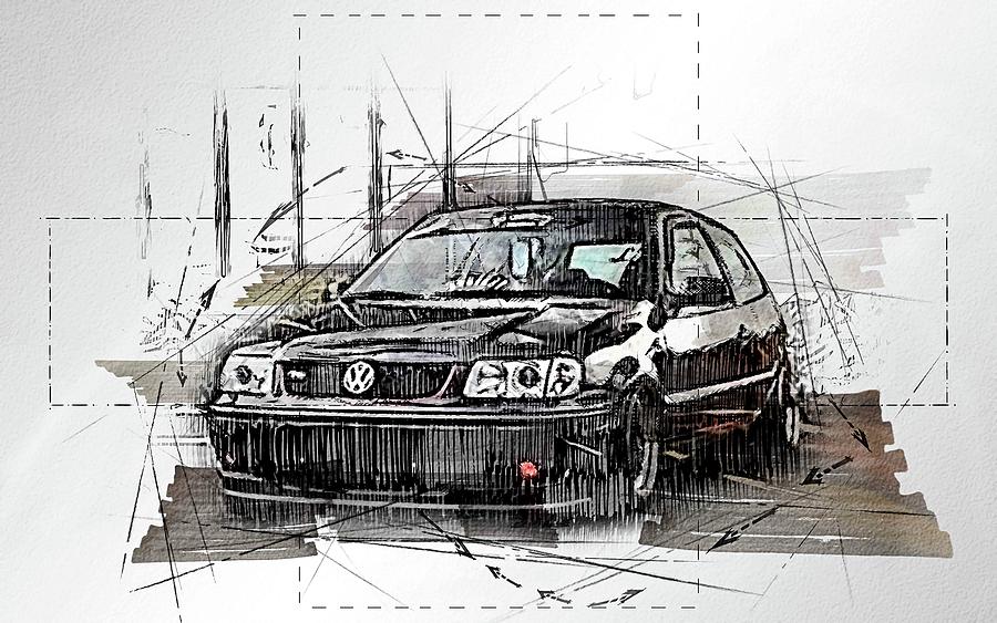 Car Volkswagen Polo Gti Mk3 Tuning German Cars Digital Art by Bren Denprice