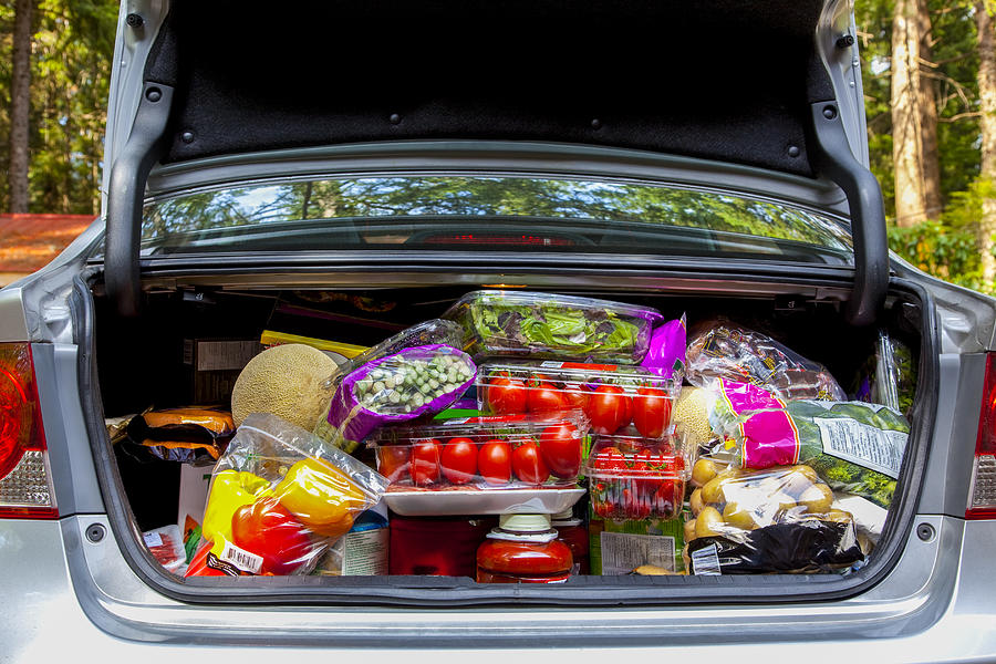 Car with groceries Photograph by Stuart Dee