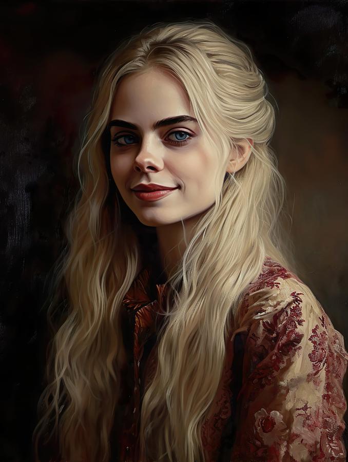 Cara Delevingne Victorian romantic oil painting two Digital Art by ...