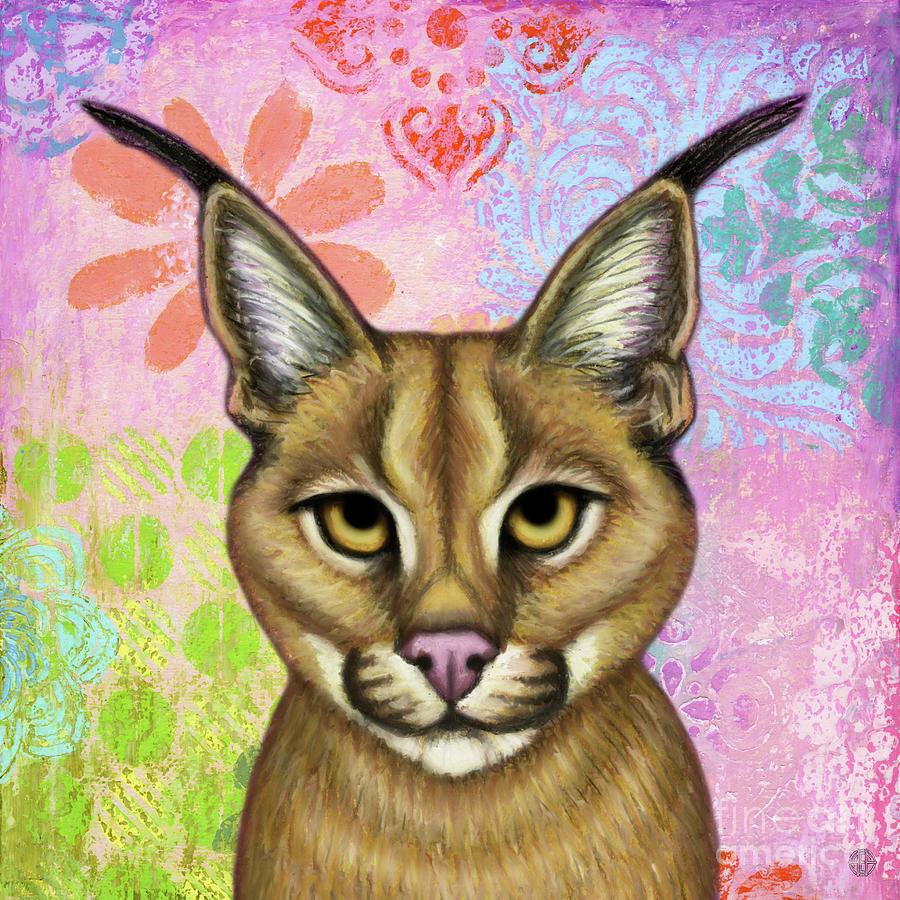 Caracal Floral Abstract Painting by Amy E Fraser