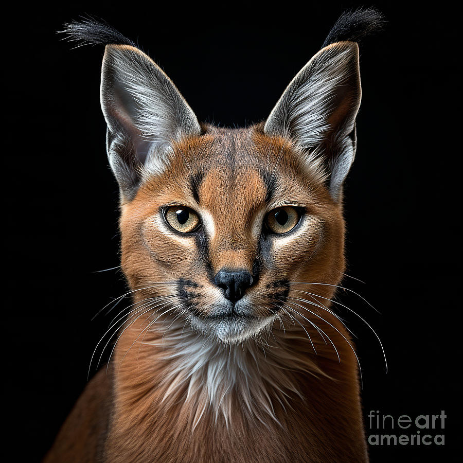 Caracal on Black Digital Art by Elisabeth Lucas - Fine Art America