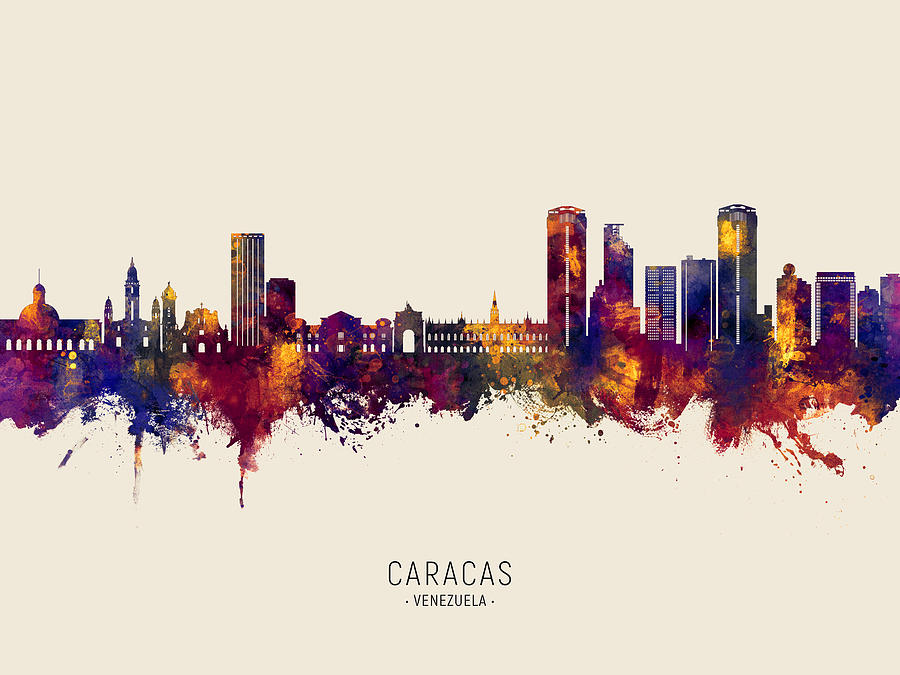 Caracas Venezuela Skyline #63 Digital Art by Michael Tompsett