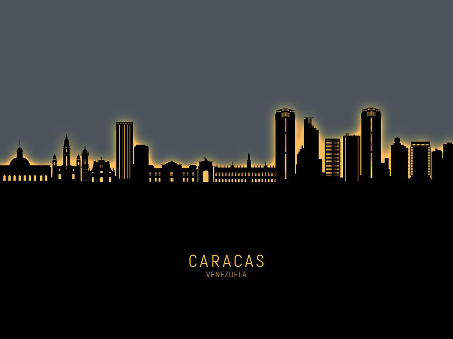 Caracas Venezuela Skyline #71 Digital Art by Michael Tompsett