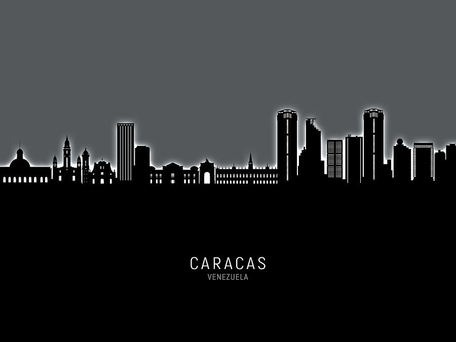 Caracas Venezuela Skyline #72 Digital Art by Michael Tompsett