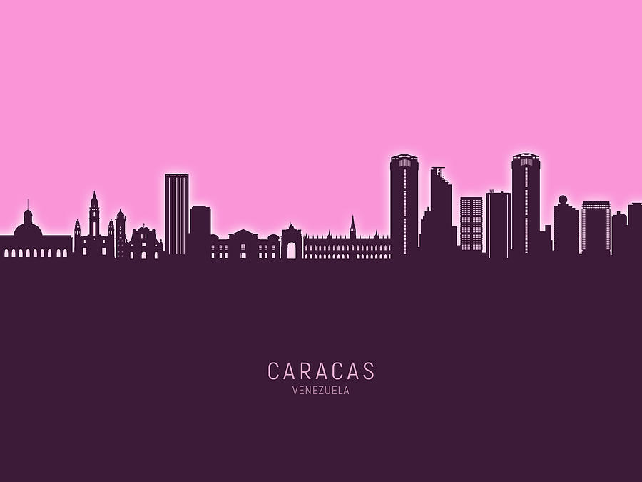Caracas Venezuela Skyline #76 Digital Art by Michael Tompsett