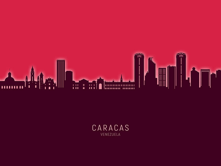 Caracas Venezuela Skyline #77 Digital Art by Michael Tompsett