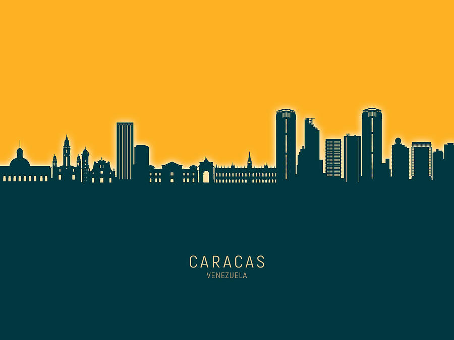 Caracas Venezuela Skyline #78 Digital Art by Michael Tompsett