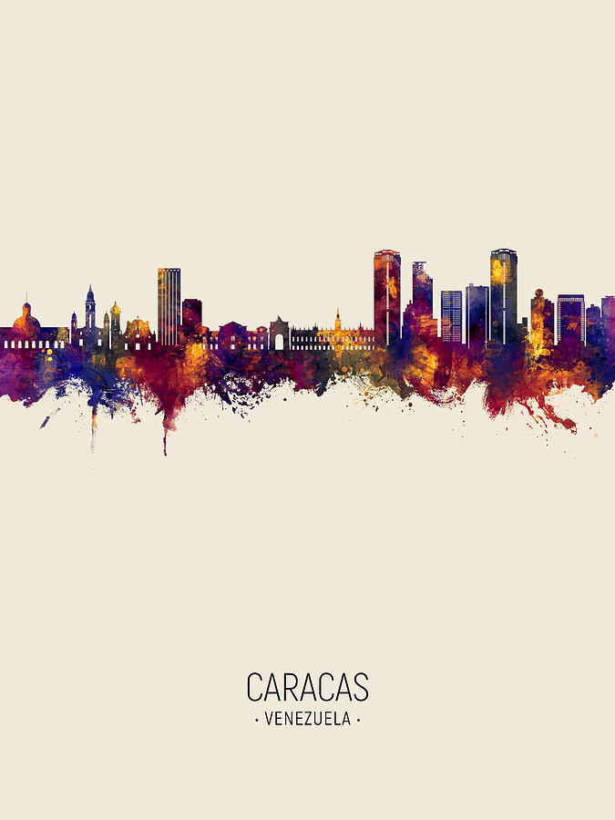 Caracas Venezuela Skyline #81 Digital Art by Michael Tompsett