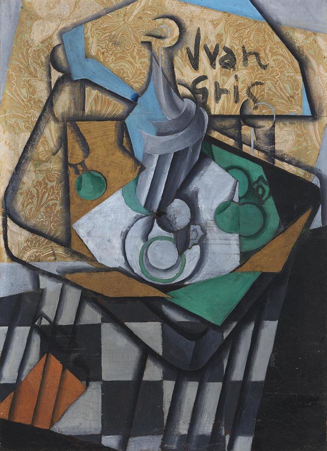 Cup Painting - Carafe, Cups and Glasses by Juan Gris