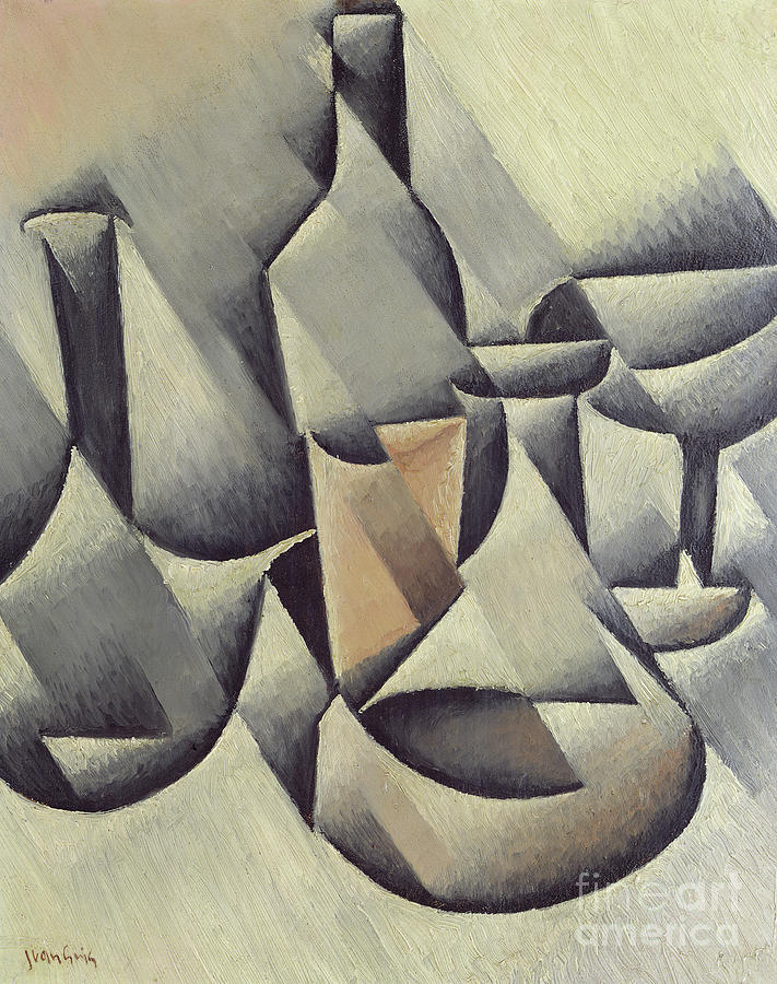 Carafes and Bottle, 1912 Painting by Juan Gris