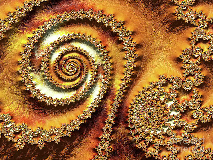 Abstract Digital Art - Caramel Double Swirl by Elisabeth Lucas