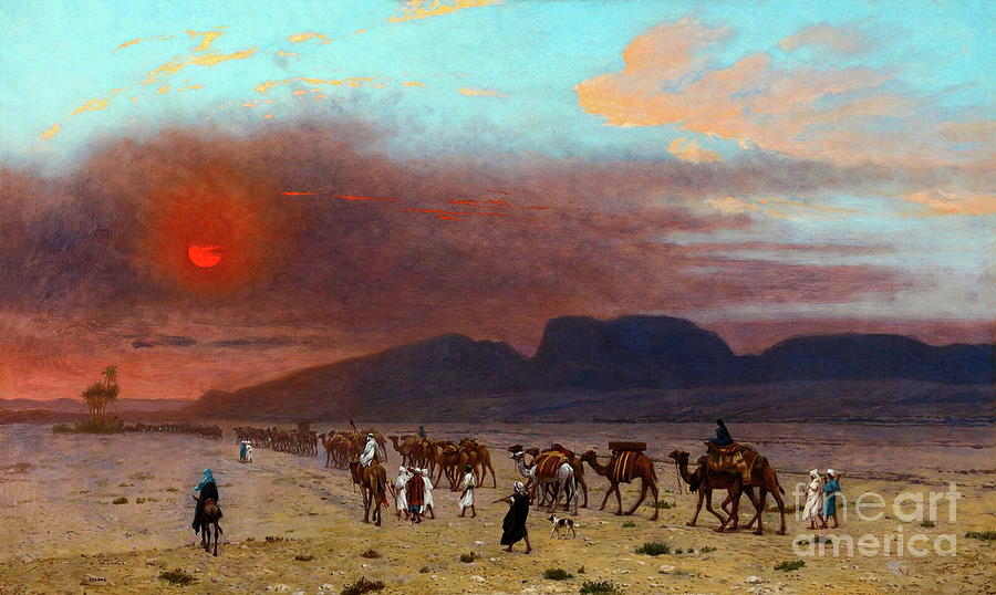 Caravane dans le desert Painting by Jean-Leon Gerome