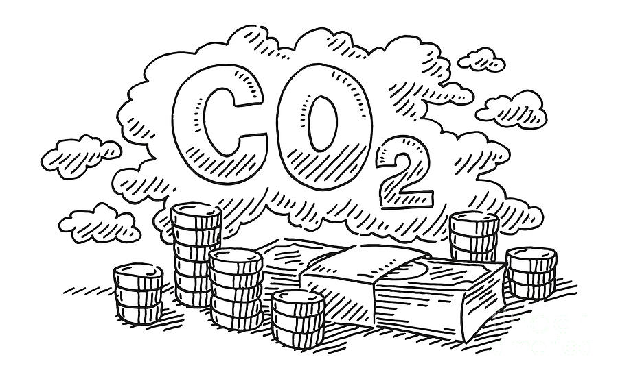 Carbon Dioxide Emission Pricing Drawing Drawing by Frank Ramspott