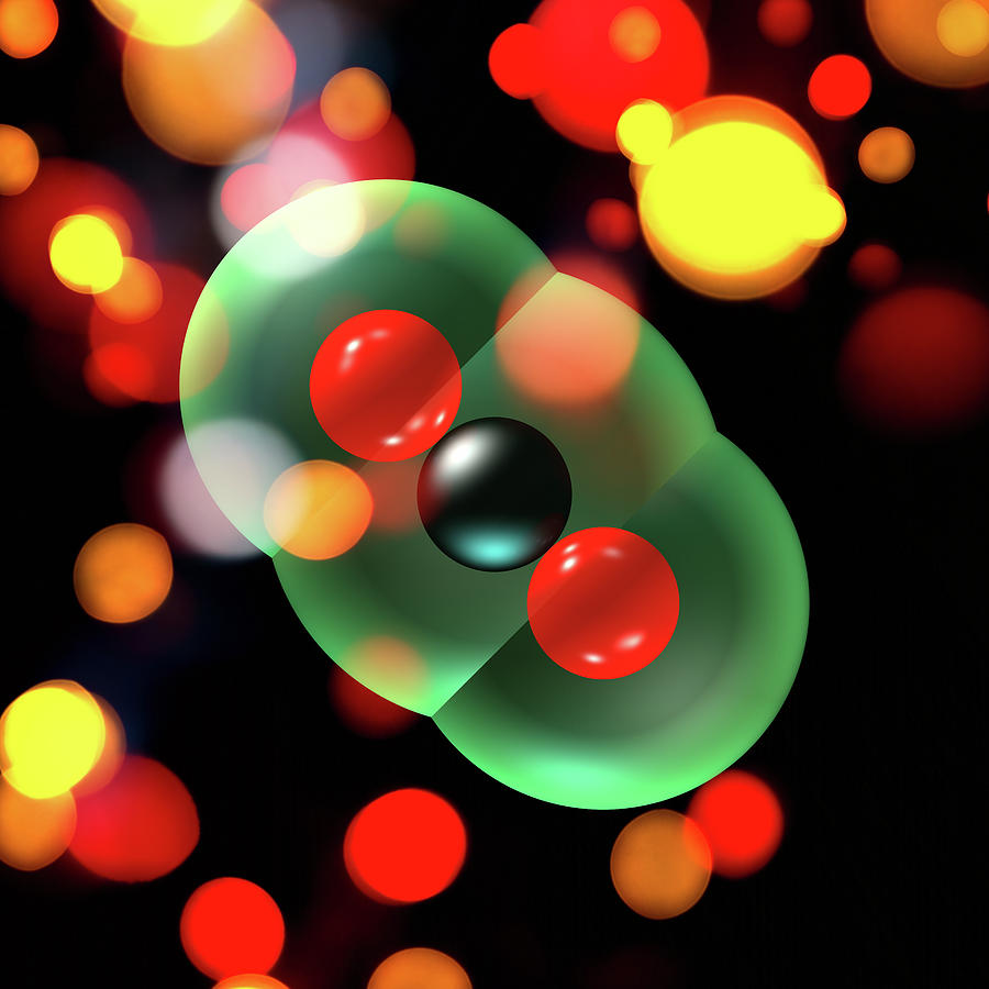 Carbon Dioxide Molecule With Photons Digital Art by Russell Kightley