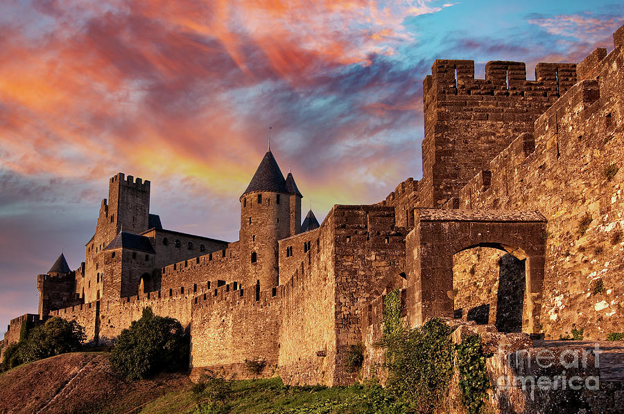 Carcassonne at sunset Photograph by Delphimages Photo Creations