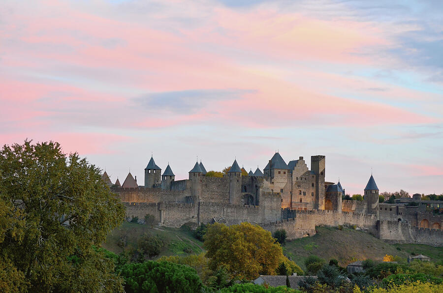Medieval Fortress at Sunset - Carcassonne, France Photograph by Carolina Reina