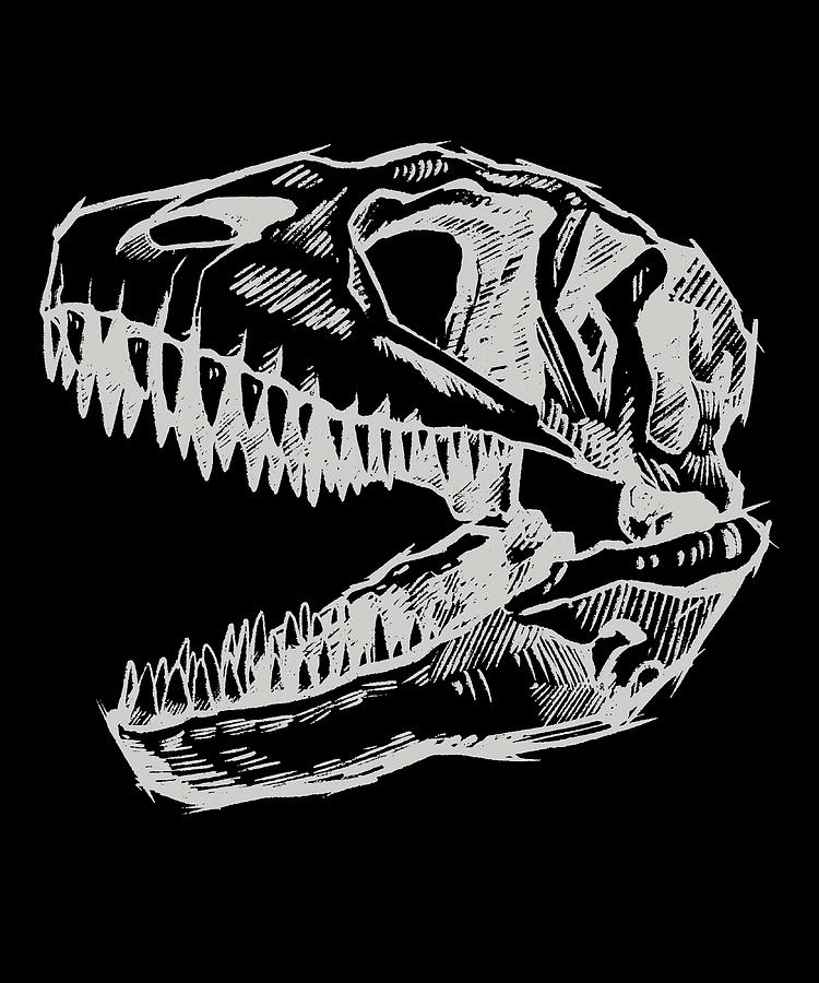 Carcharodontosaurus Skull Dinosaur Skeleton Painting by Evans Julie ...