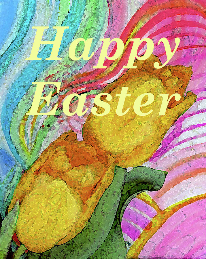 Card Happy Easter Mixed Media by Corinne Carroll