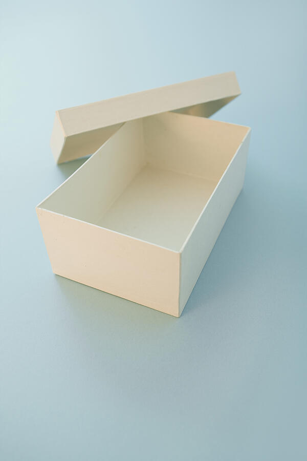 Cardboard box and cover on blue background Photograph by Philip Nealey
