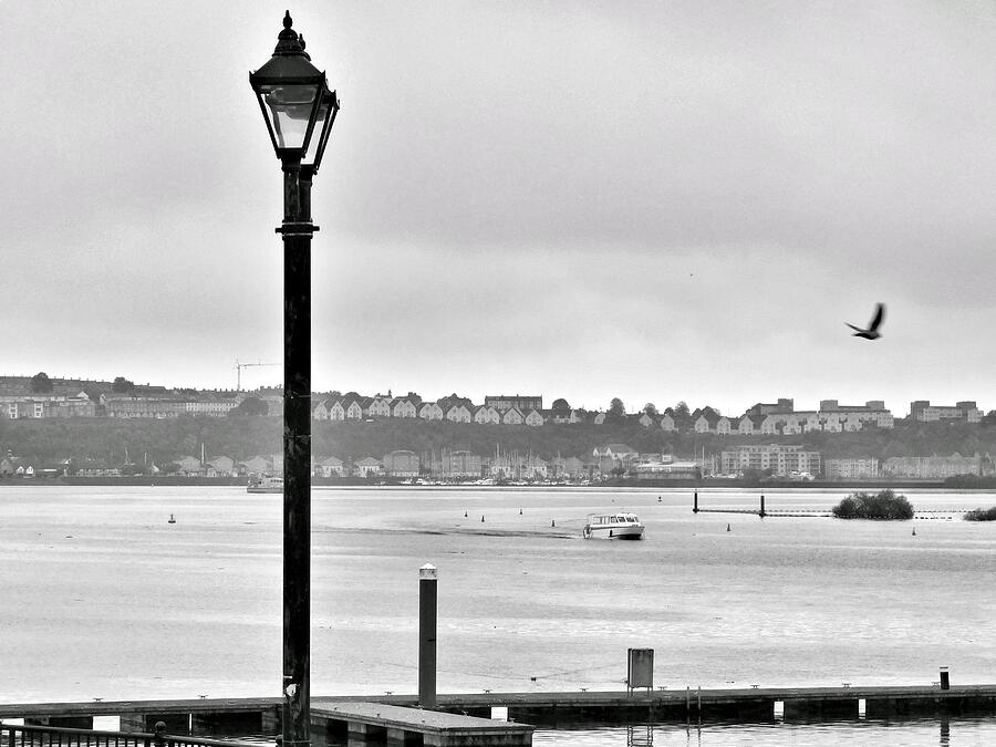 Black And White Photograph - Cardiff Bay in Black and White by Karen Garden