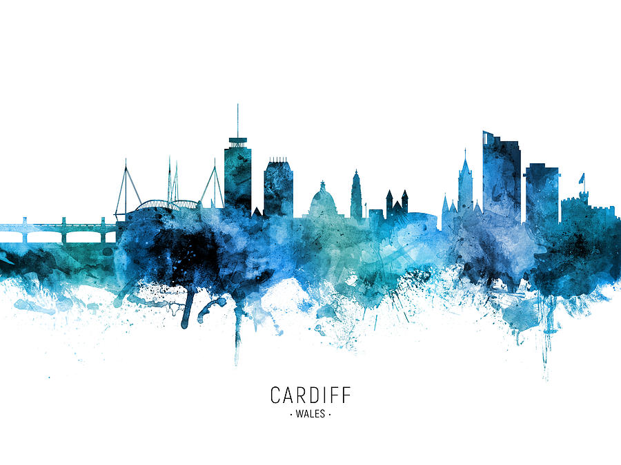 Cardiff Wales Skyline #40b Digital Art by Michael Tompsett