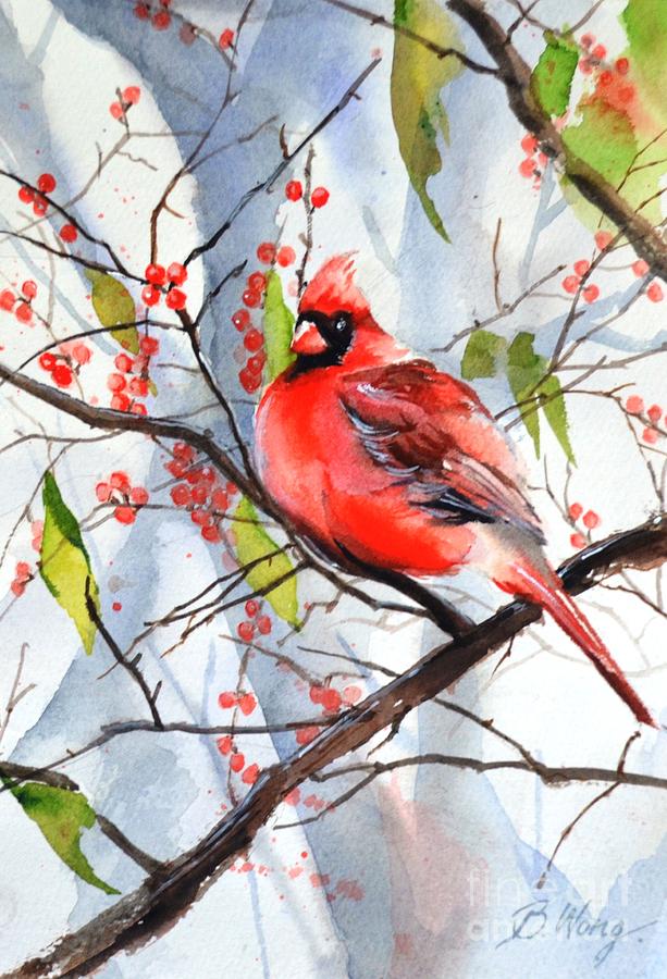 Cardinal Painting by Betty M M Wong