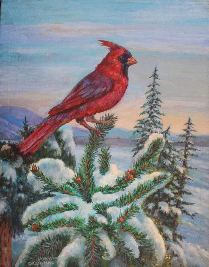 Cardinal Bird Painting by Veronica Cassell vaz
