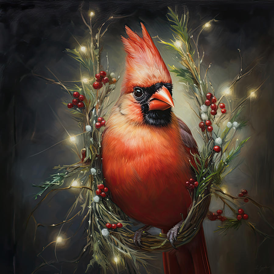 Cardinal Christmas Glowing Spirit Painting