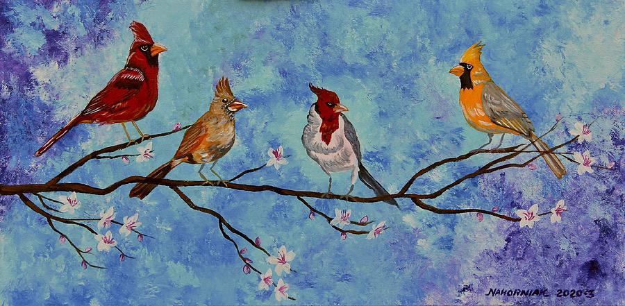 Cardinal Painting - Cardinal Convention by Mike Nahorniak