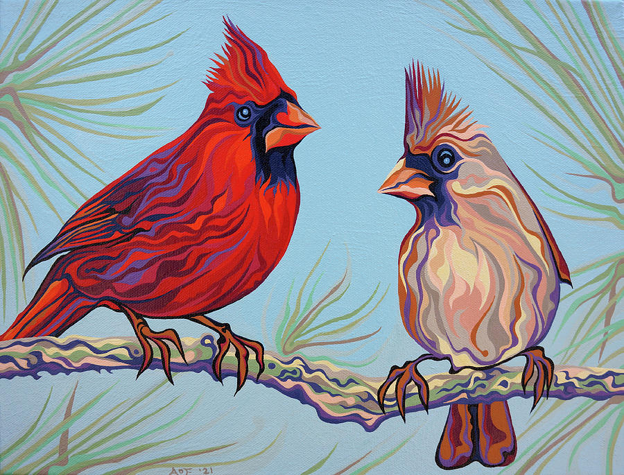 Cardinal Cuties Painting by Amy Ferrari