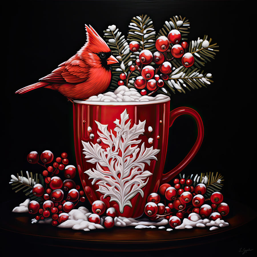 Cardinal Delight Painting by Lourry Legarde