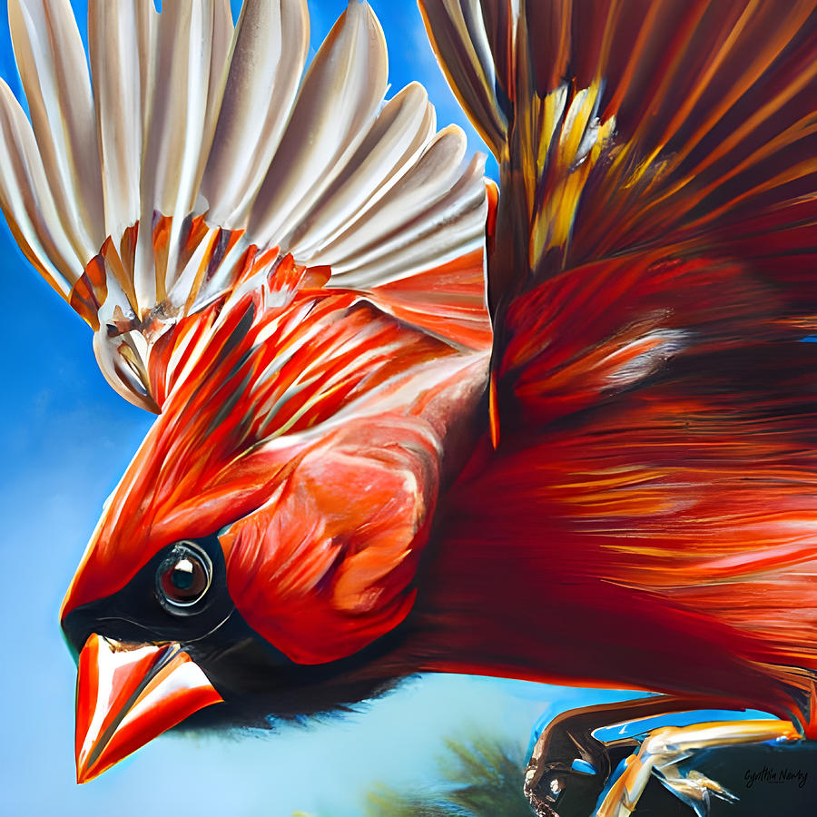 Cardinal in Flight Digital Art by Cindys Creative Corner