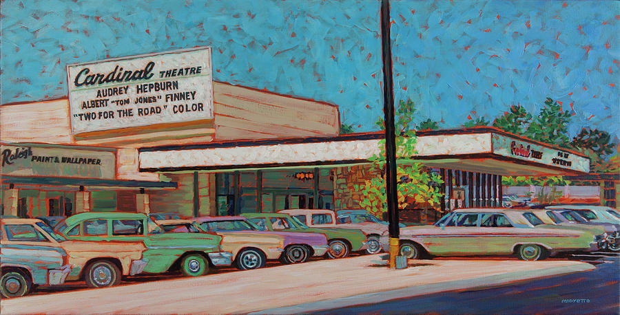 Cardinal Movie Theater North Hills Painting by Tommy Midyette