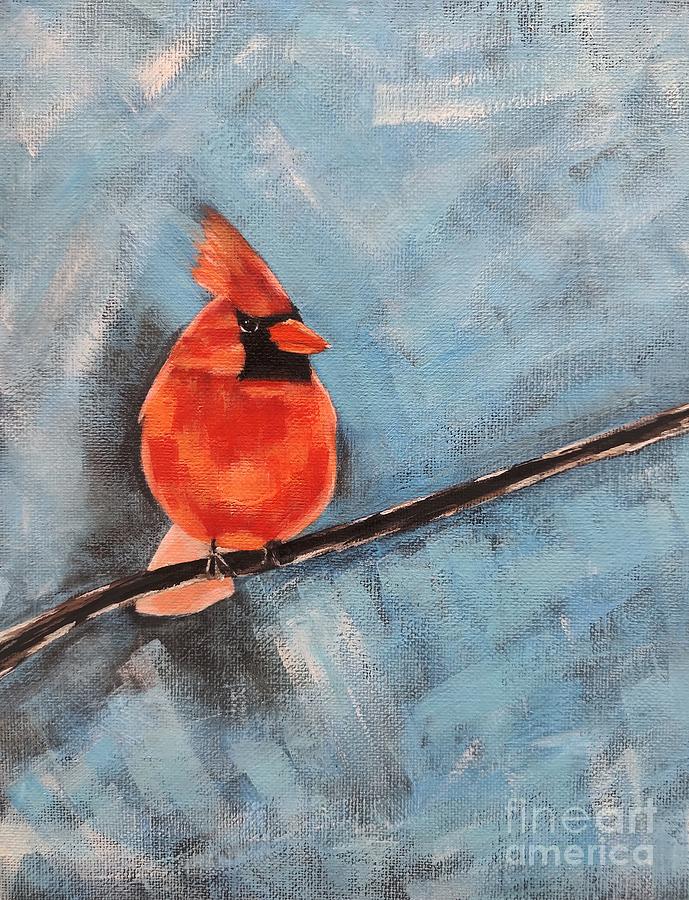 Cardinal on a Branch Painting by Lisa Dionne