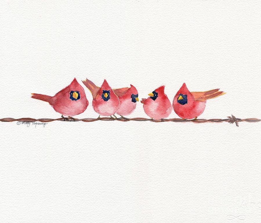 Cardinal On The Wire Painting by Melly Terpening