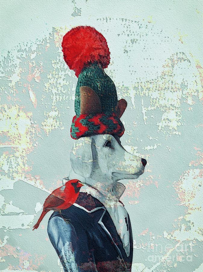 Cardinal Perch Abstract Digital Art by Diana Rajala