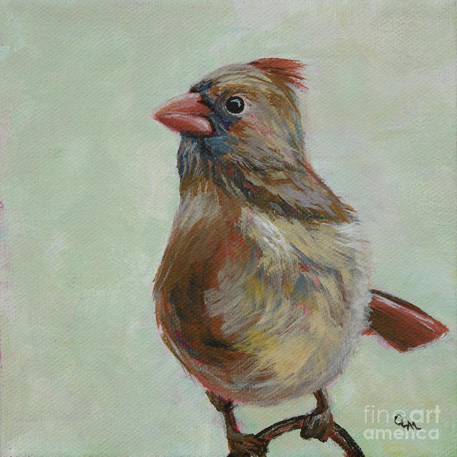 Cardinal Visit Painting by Cheryl McClure