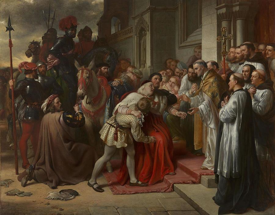 Cardinal Wolsey at the Gate of Leicester Abbey Painting by Charles West ...