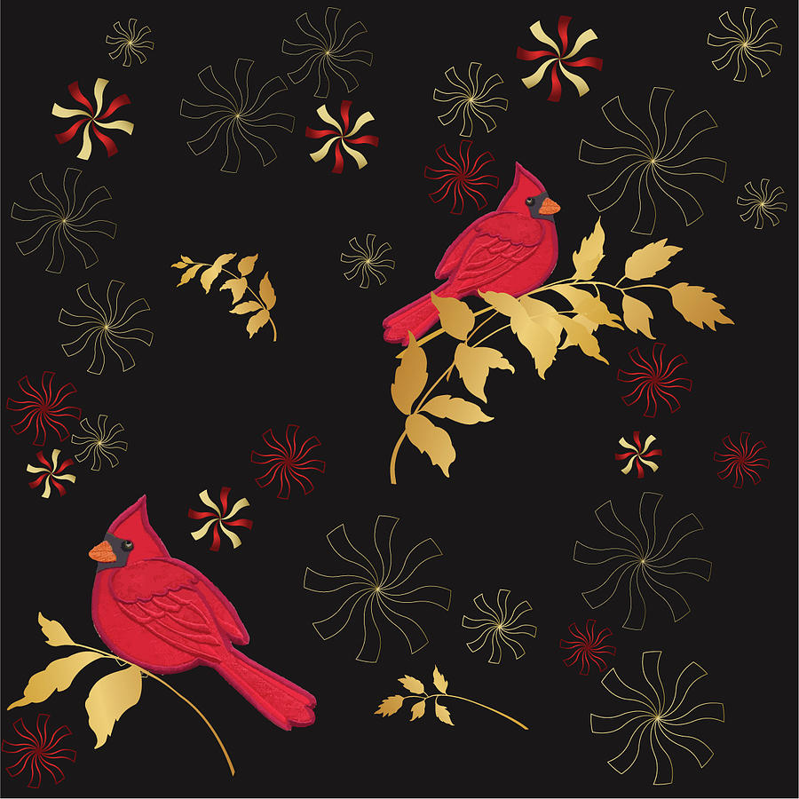 Cardinals And Pinwheels  Digital Art by Kim Prowse