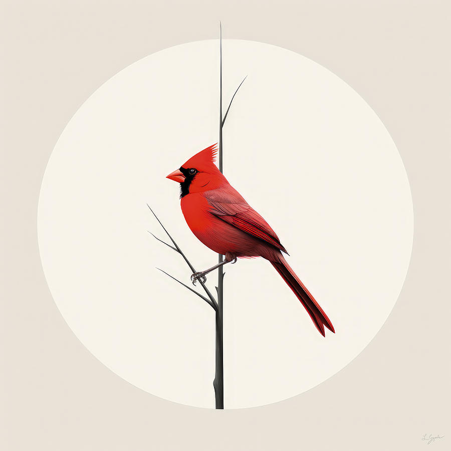 Red Cardinal Painting - Cardinals Contemplation by Lourry Legarde